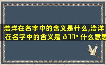 浩洋在名字中的含义是什么,浩洋在名字中的含义是 🐺 什么意思